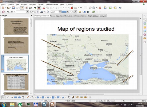 Map of regions studied (Russia south, Armenia, Bulgaria, Poland)